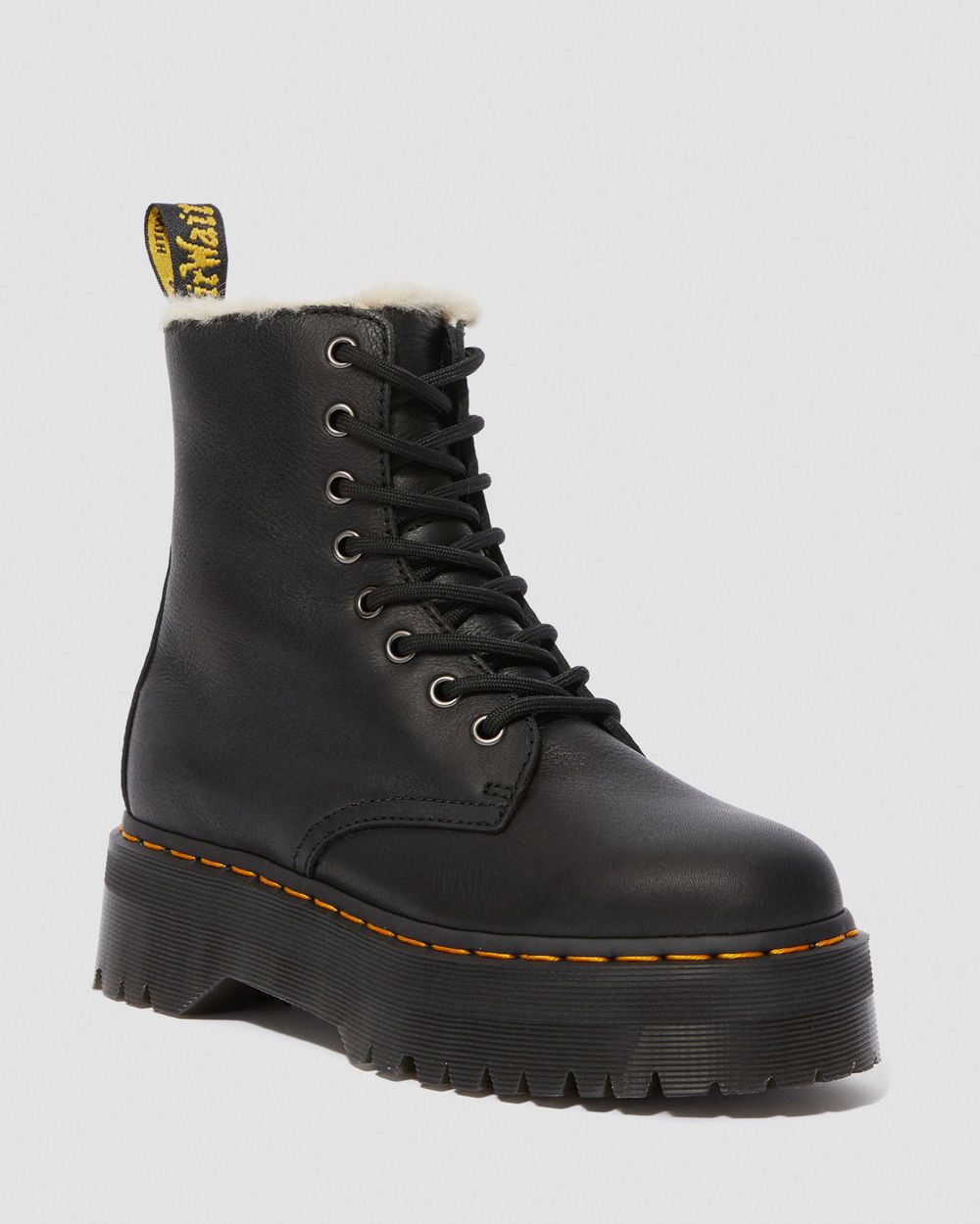 Dr Martens Jadon Kožené Faux Fur Lined Topánky Na Platforme Damske ( Čierne ) SK 619-NMIQPV